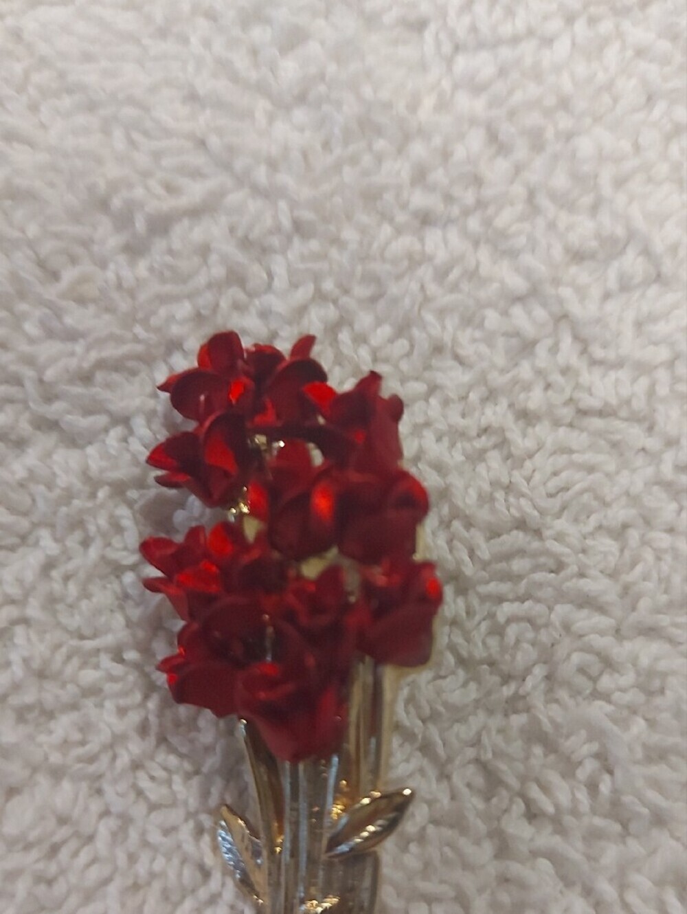 Gold-Tone Red Floral Bouquet Brooch - Women's Jewelry - Picture 3 of 5